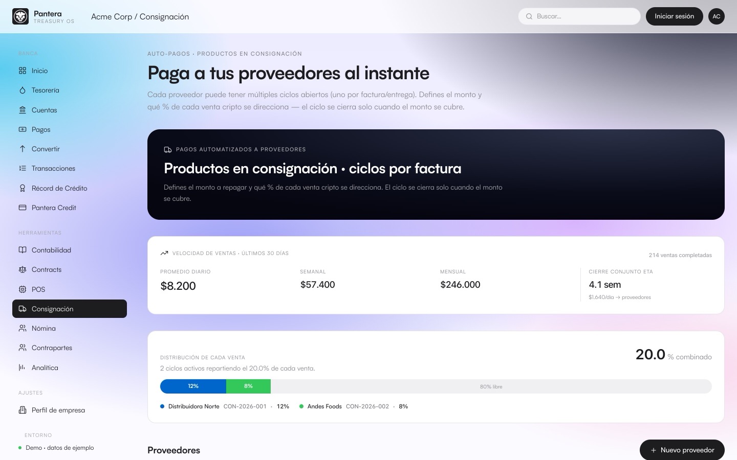 Consignación · auto-pagos